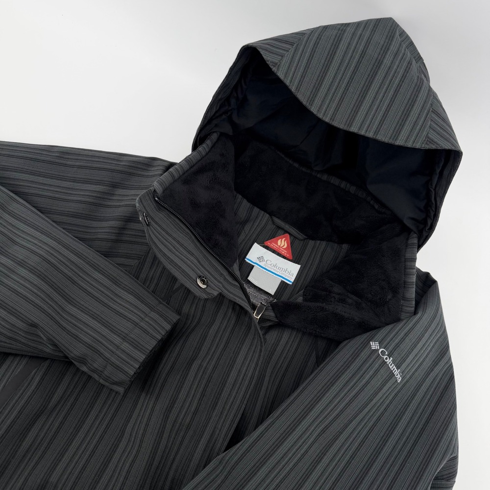 Columbia Omni-Tech Omni-Heat Jacket Womens L Gray Waterproof Hooded Insulated